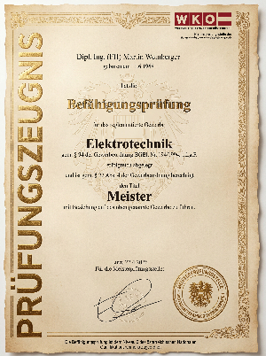 Meisterbrief Urkunde Martin Weinberger